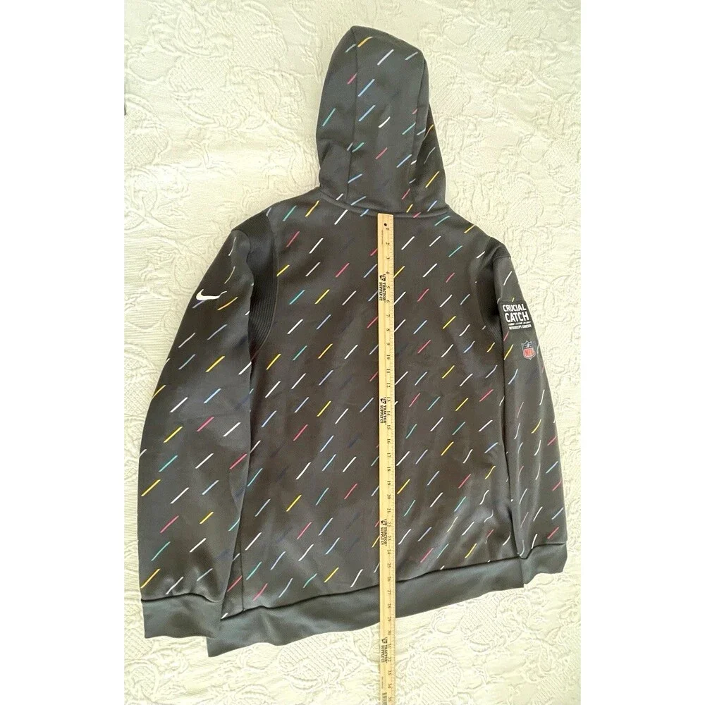 Nike Kansas City Chiefs Crucial Catch Hoodie Dri-Fit Gray Cancer Awareness Sz XL